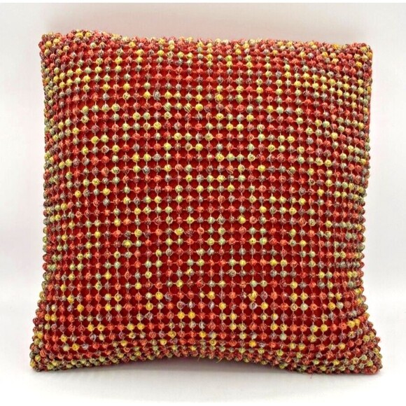Dransfield & Ross New York French Knot Pillow Silk Velvet Boutique Autumn Spice‎ - Picture 1 of 14